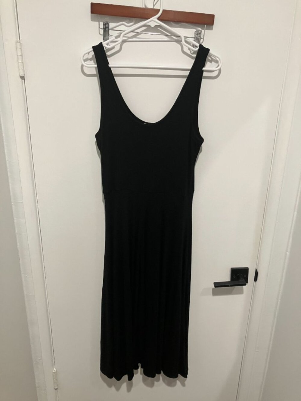 Marine Layer Women's Lexi Rib Fit and Flare Midi Dress, Black, Size Medium